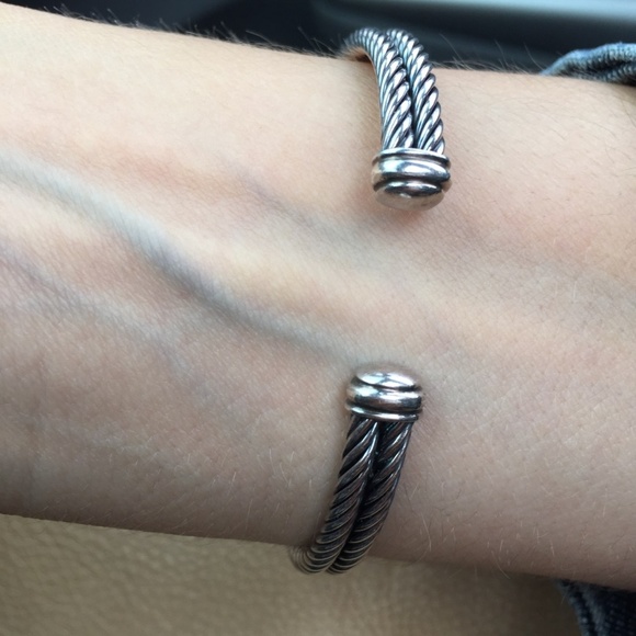 David Yurman Silver&Diamonds Double Cable Bracelet - Picture 3 of 5